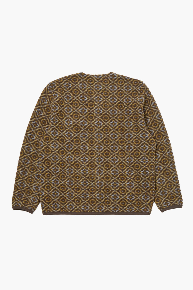 Cardigan geometric fleece Brown