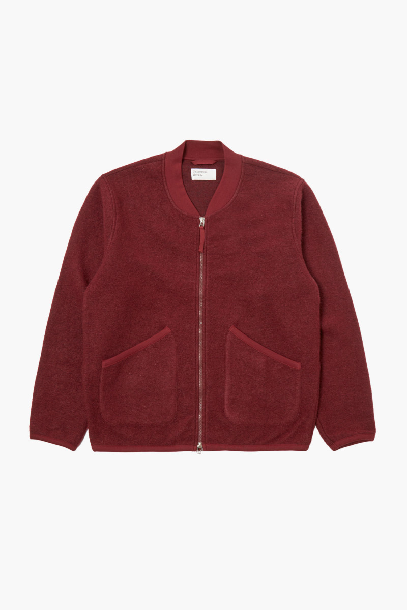 Zip bomber wool fleece Deep red