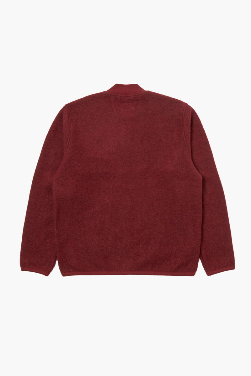 Zip bomber wool fleece Deep red