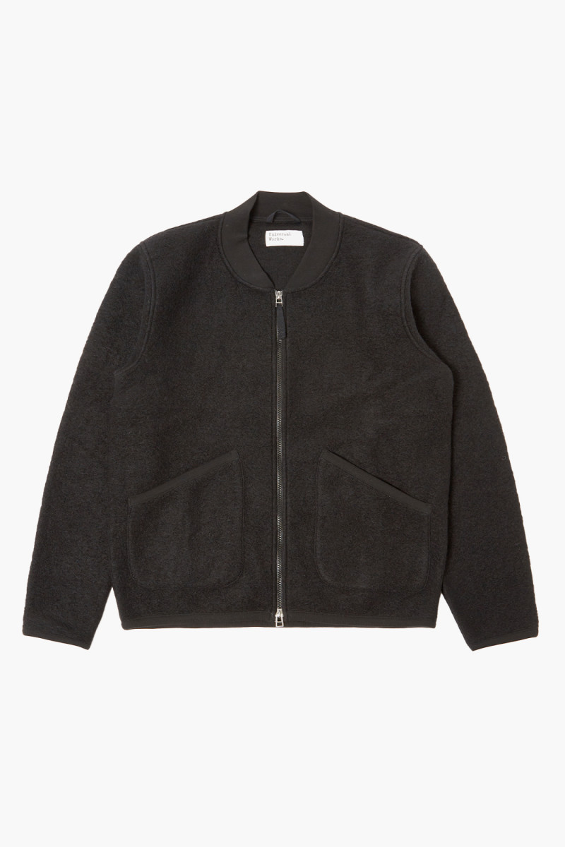 Zip bomber wool fleece Black