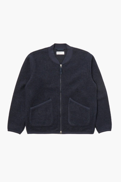 Universal works Zip bomber wool fleece Navy - GRADUATE STORE