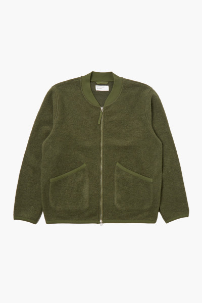 Universal works Zip bomber wool fleece Olive - GRADUATE STORE