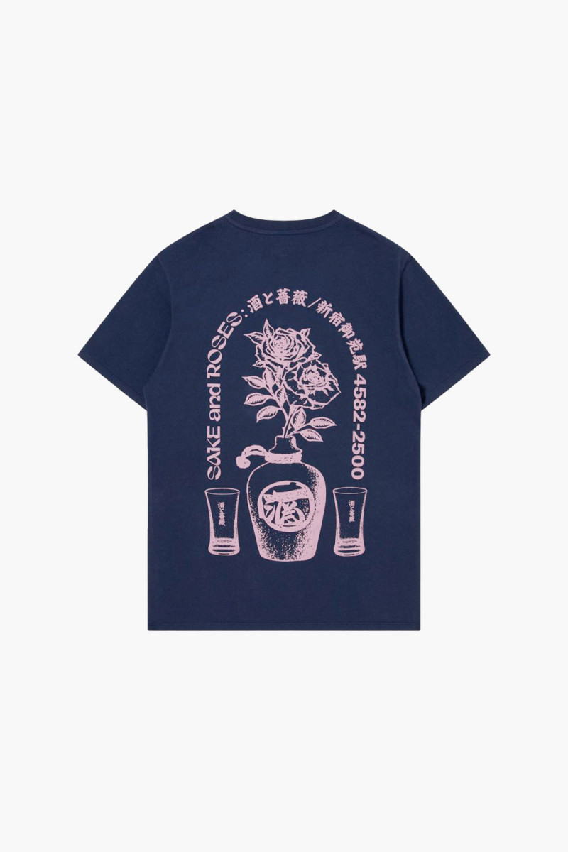 Sake and roses tee Maritime blue