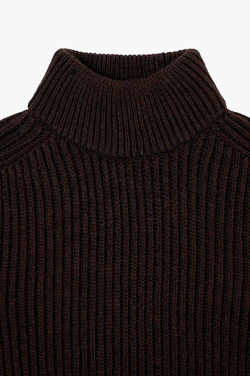 Roni high collar sweater Dark brown