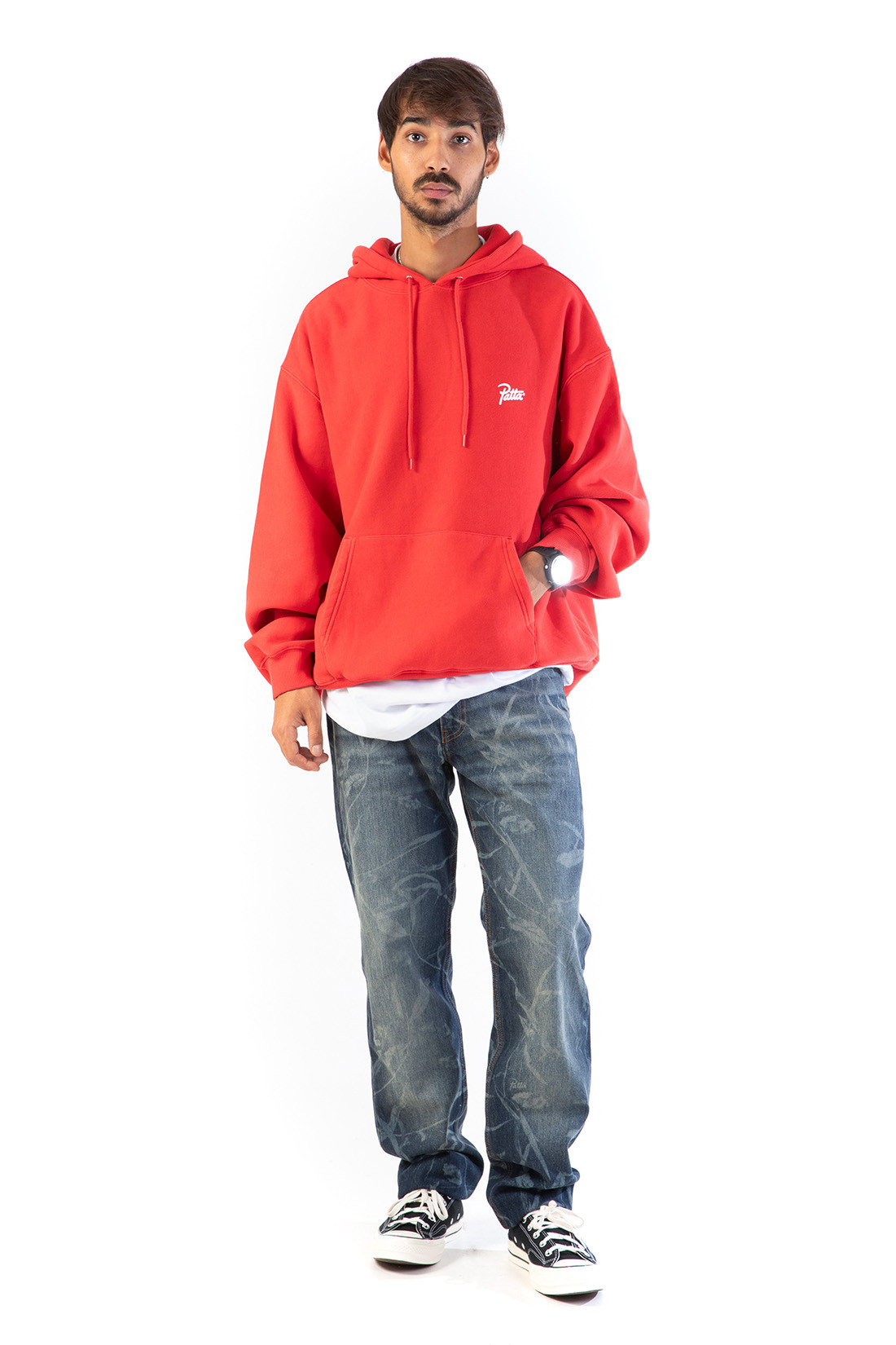 Patta washed classic hooded Red