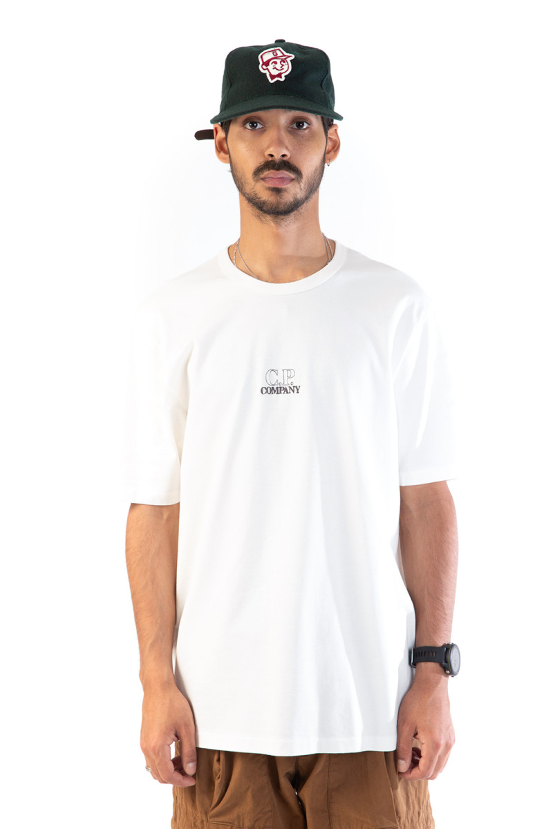 Mercerized jersey logo tee Gauze white