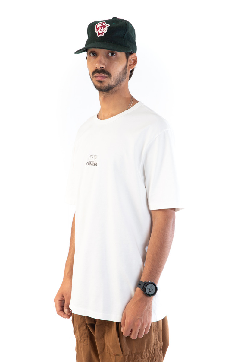 Mercerized jersey logo tee Gauze white