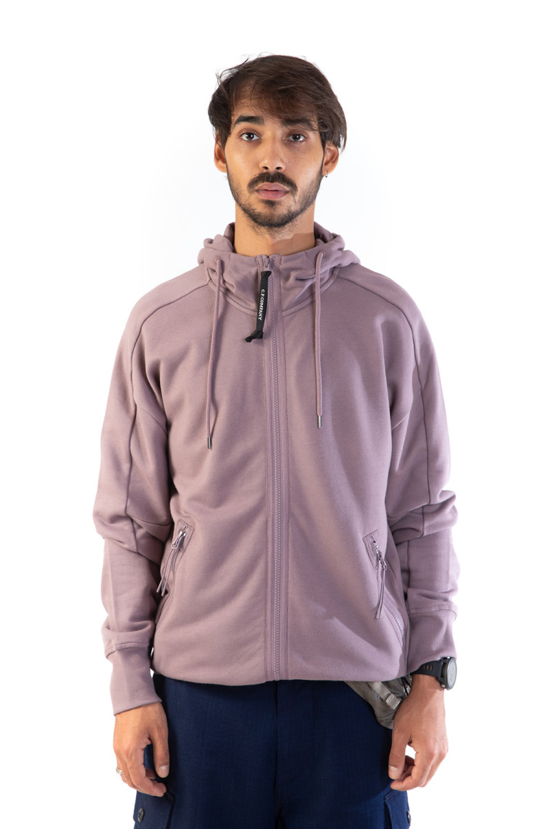 Diagonal goggle zip hoodie Purple dove