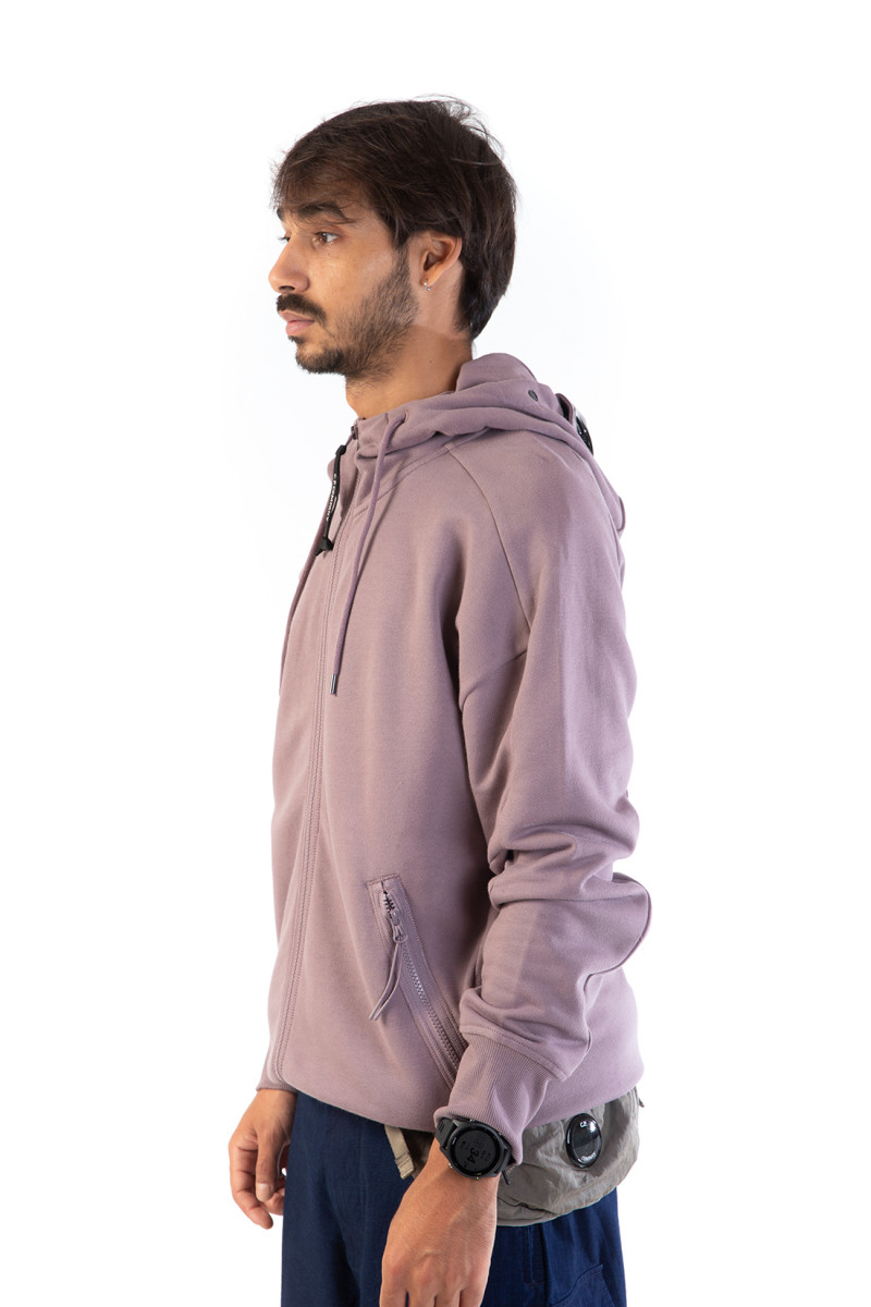 Diagonal goggle zip hoodie Purple dove