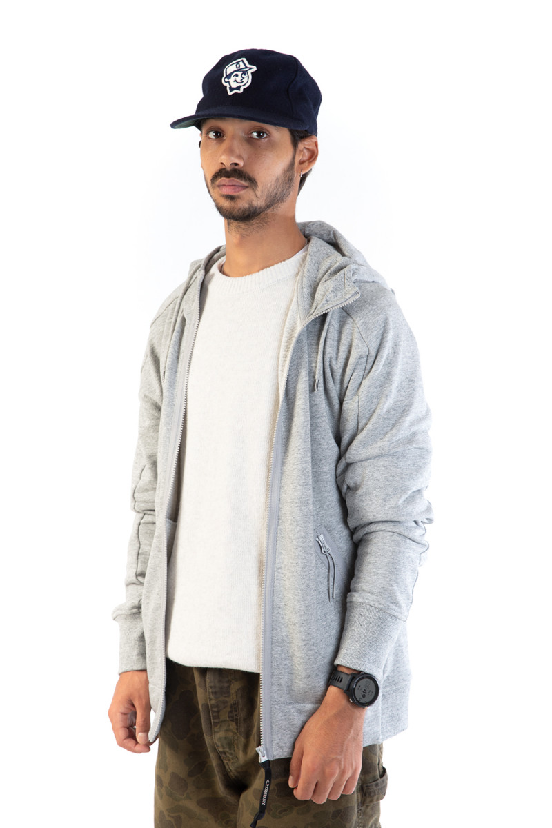 Diagonal goggle zip hoodie Greystone melange