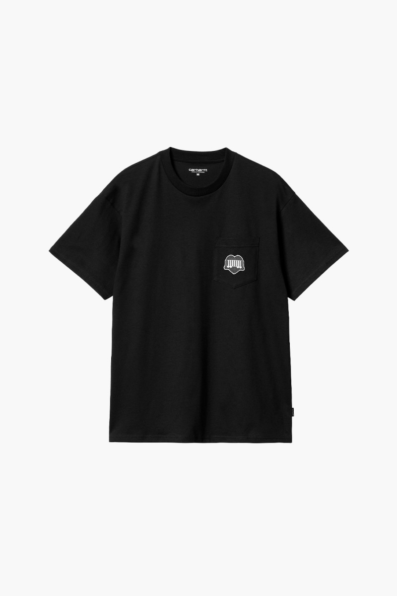 S/s heart train pocket tee Black