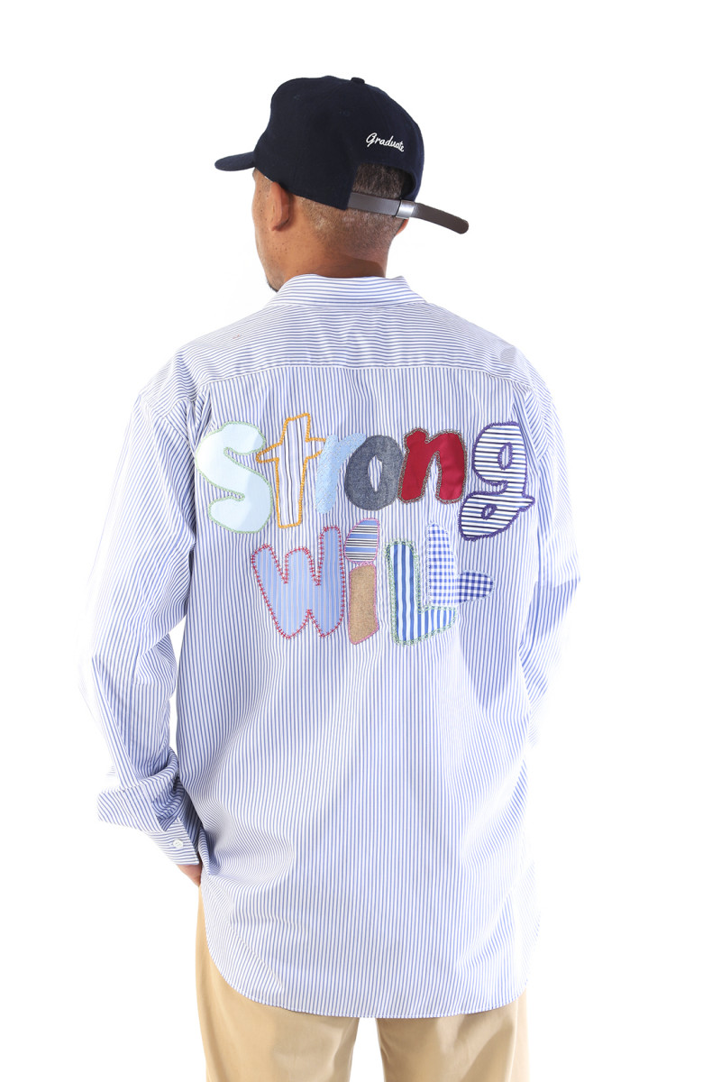 Live free mens shirt woven Stripe