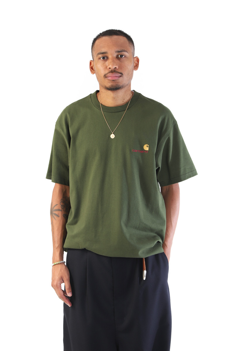 S/s american script tee Tarragon