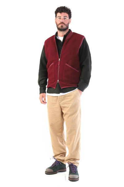 Zip waistcoat wool fleece Deep red