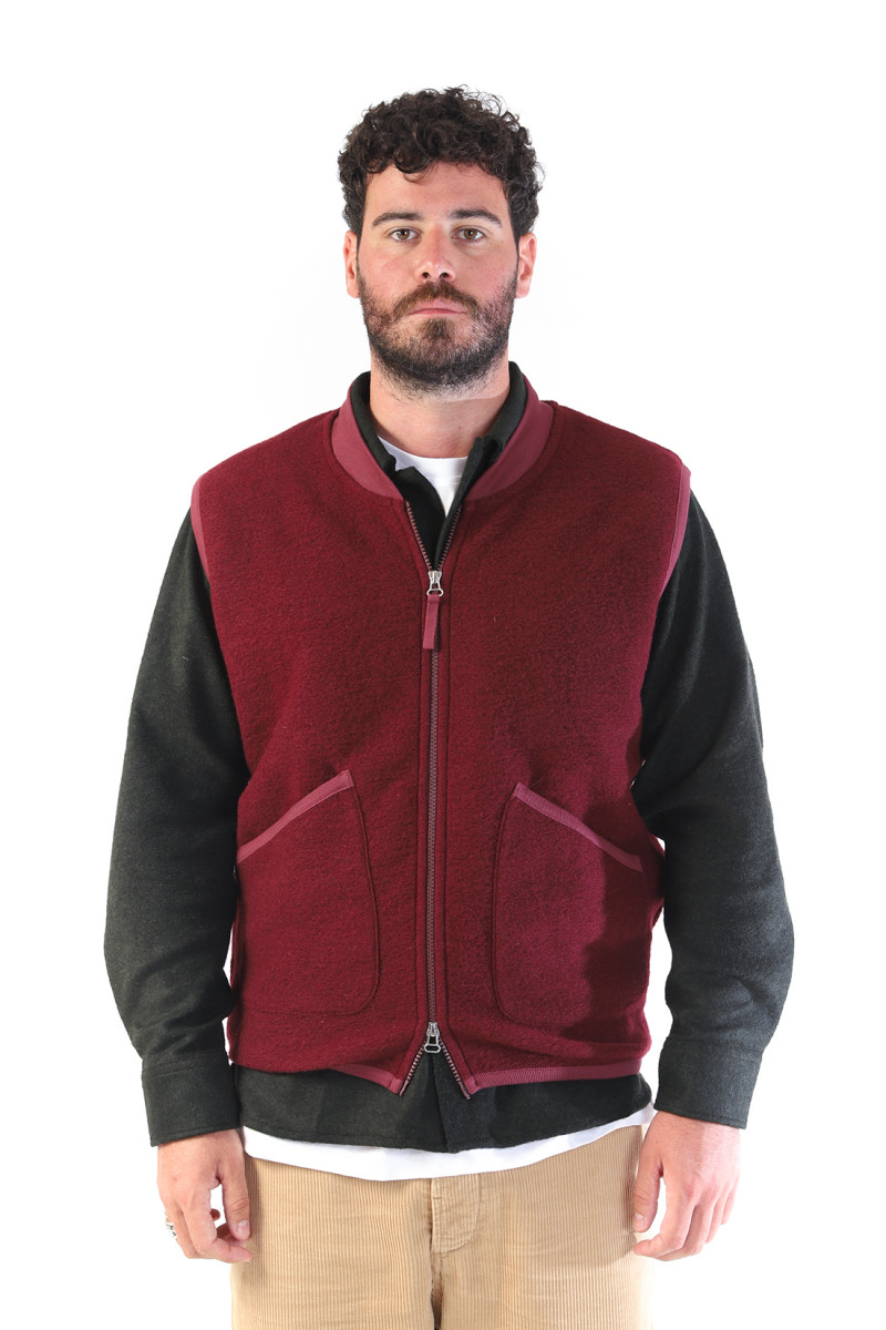 Zip waistcoat wool fleece Deep red