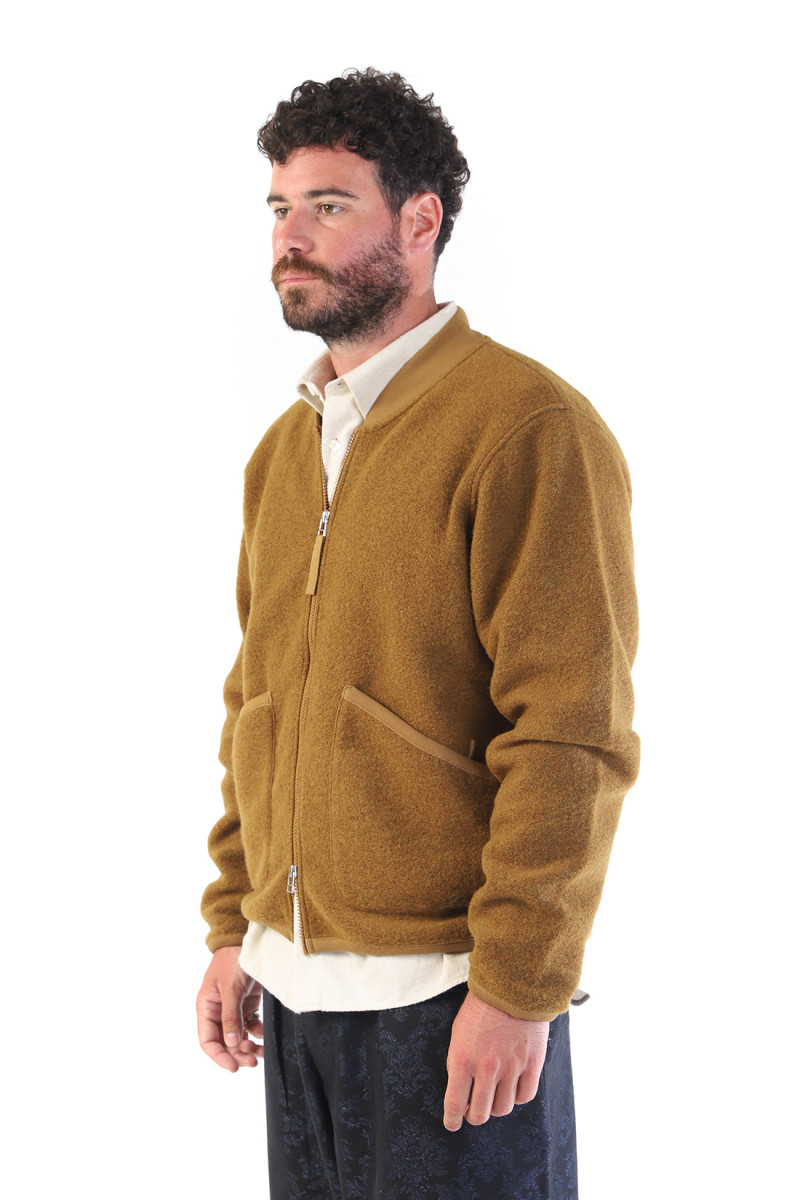 Zip bomber wool fleece Mustard