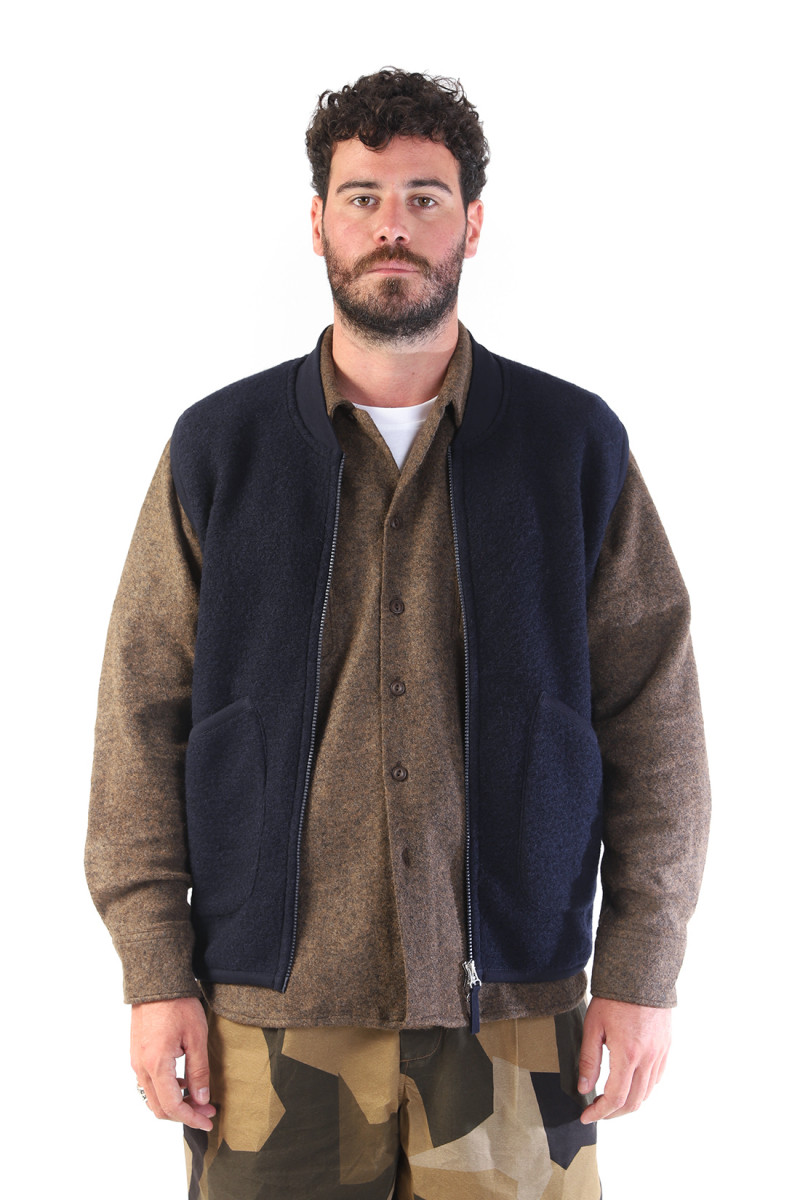 Zip waistcoat wool fleece Navy