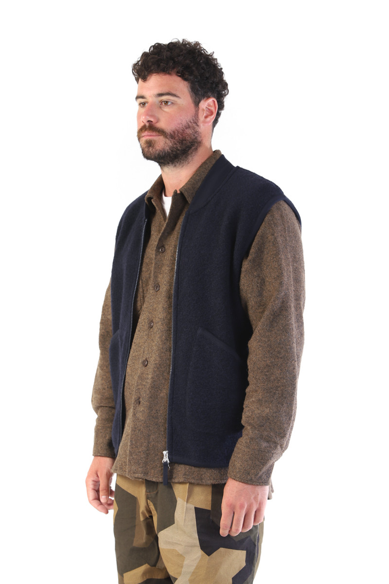 Zip waistcoat wool fleece Navy