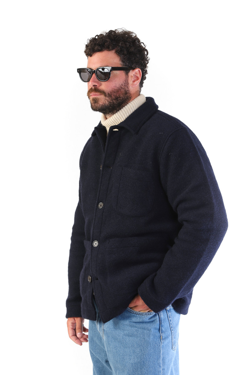 Field jacket wool fleece Navy