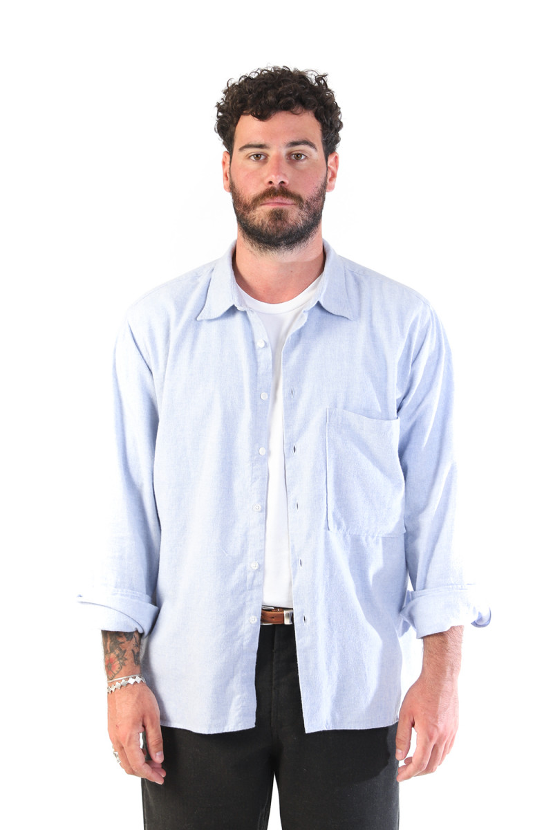 Square pocket shirt flannel Blue