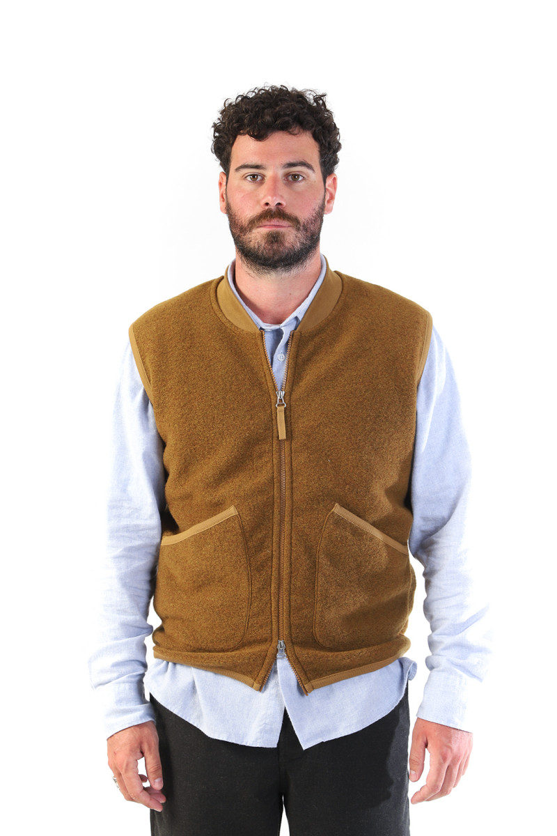 Zip waistcoat wool fleece Mustard