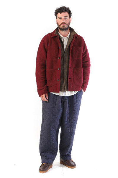 Field jacket wool fleece Deep red