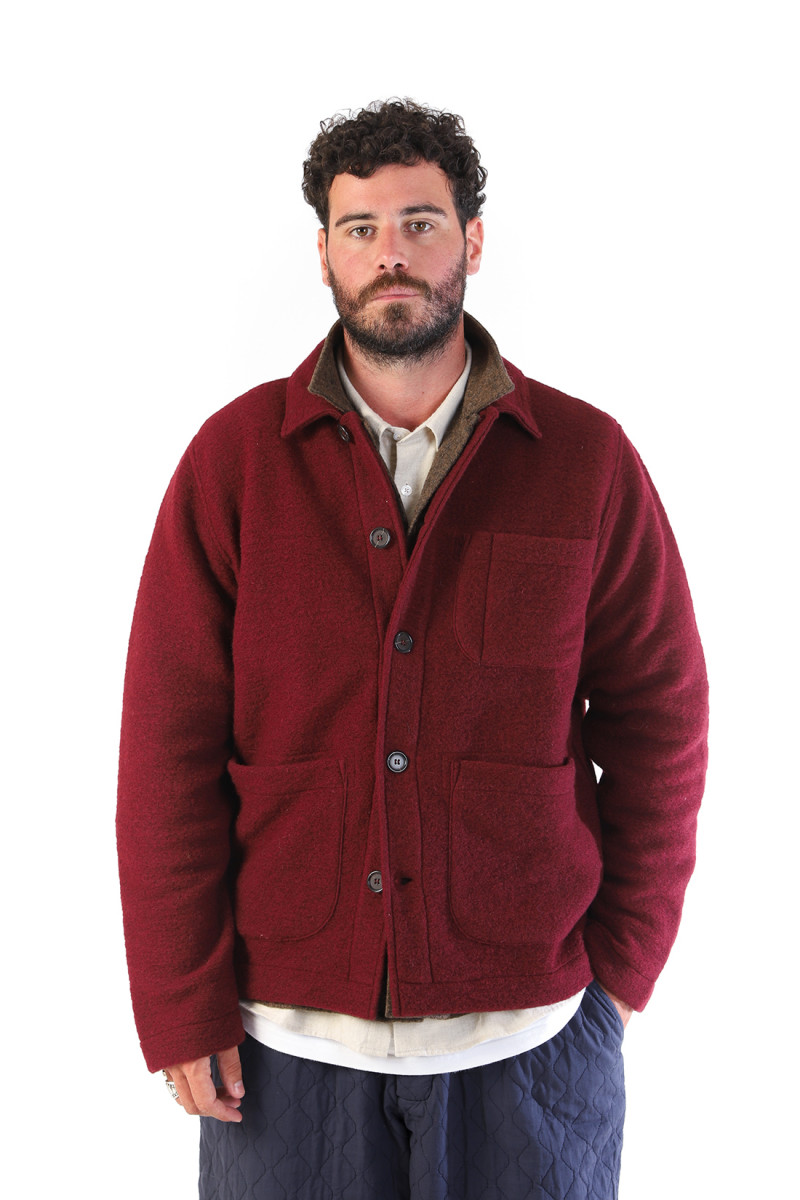 Field jacket wool fleece Deep red