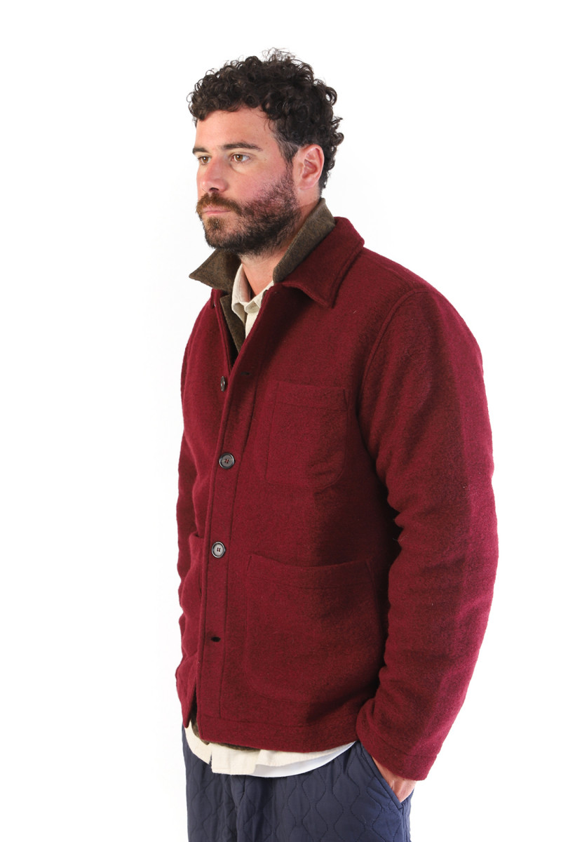 Field jacket wool fleece Deep red