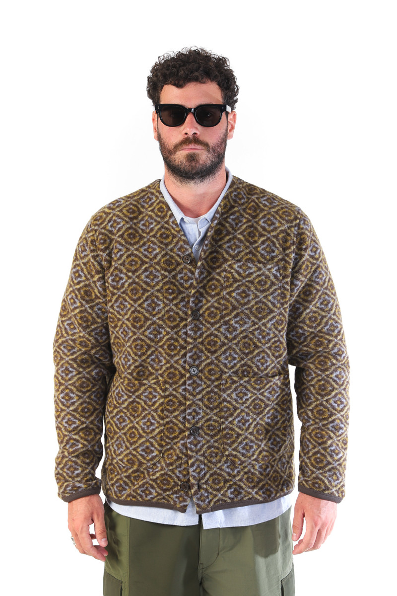 Cardigan geometric fleece Brown