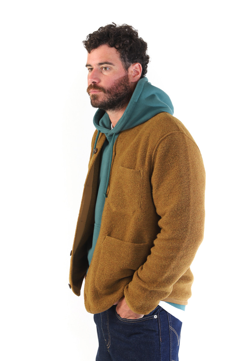 Cardigan wool fleece Mustard