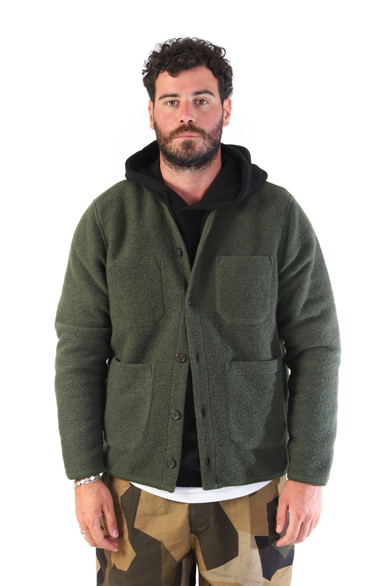 Cardigan wool fleece Olive