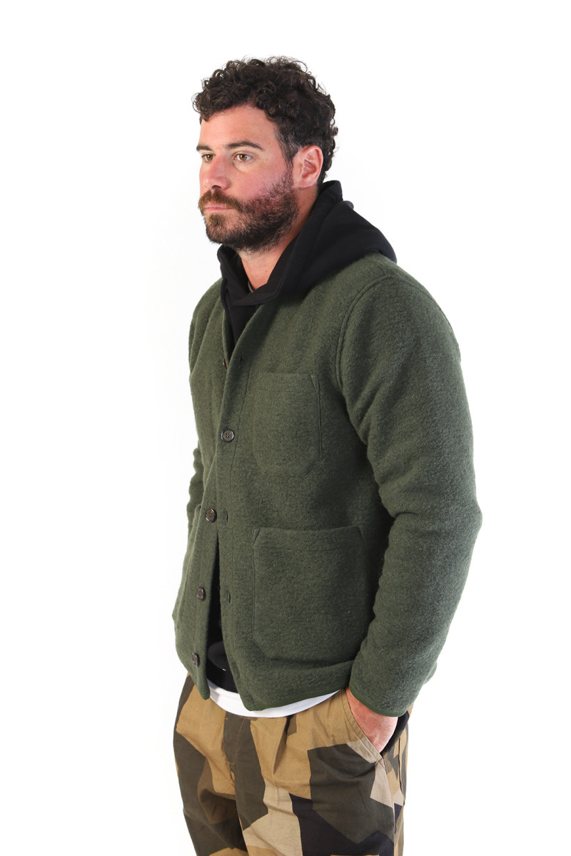 Cardigan wool fleece Olive