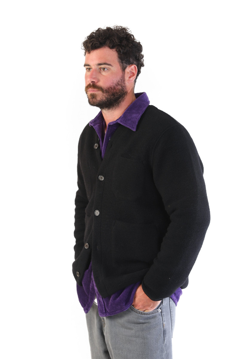 Cardigan wool fleece Black