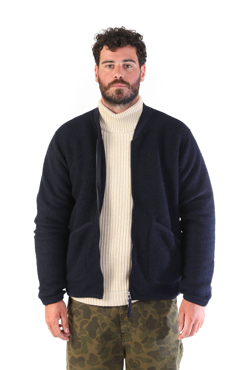 Zip bomber wool fleece Navy