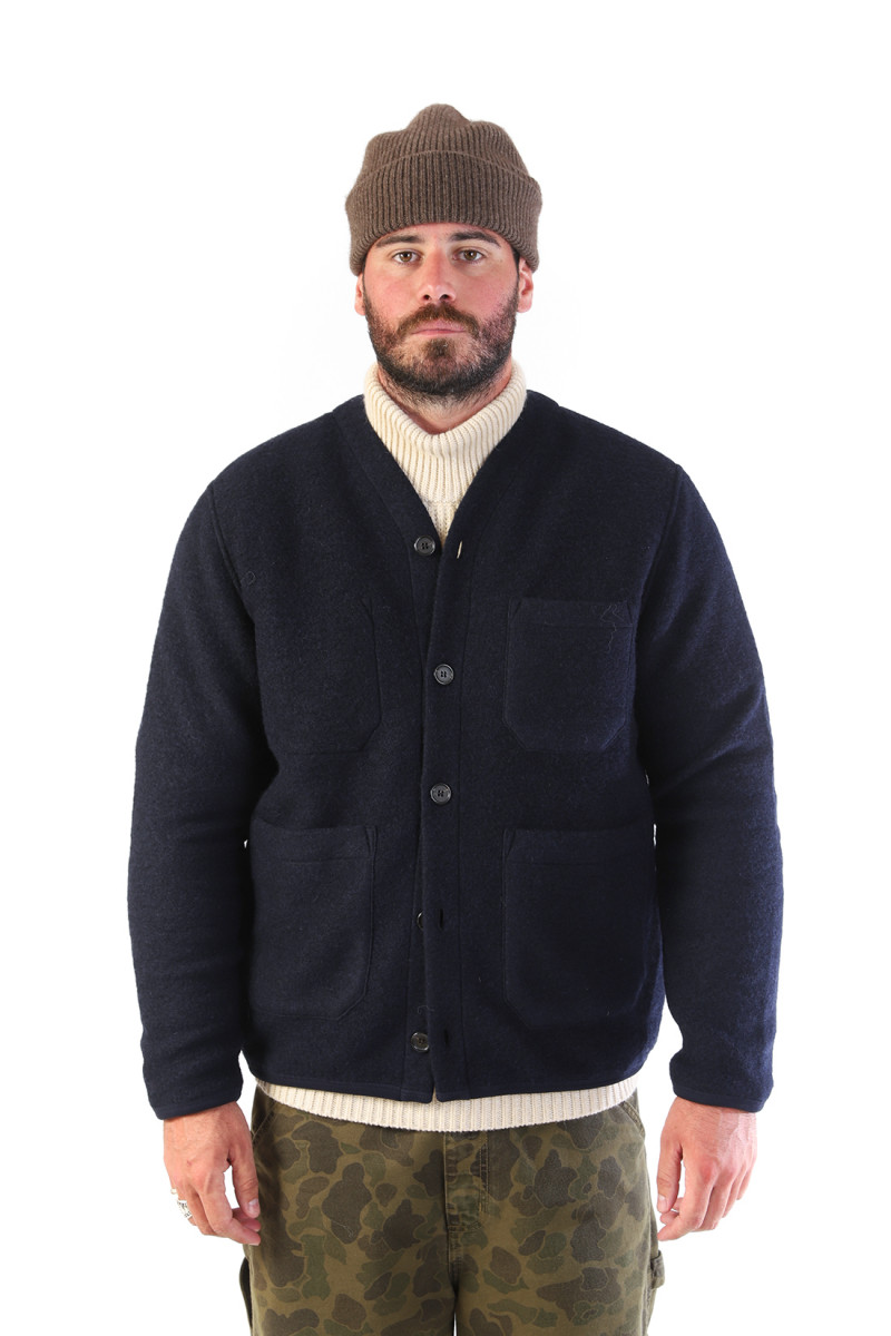 Cardigan wool fleece Navy