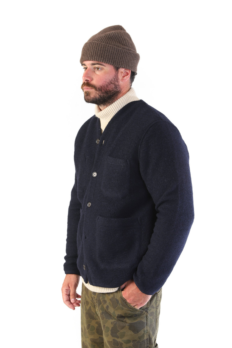 Cardigan wool fleece Navy