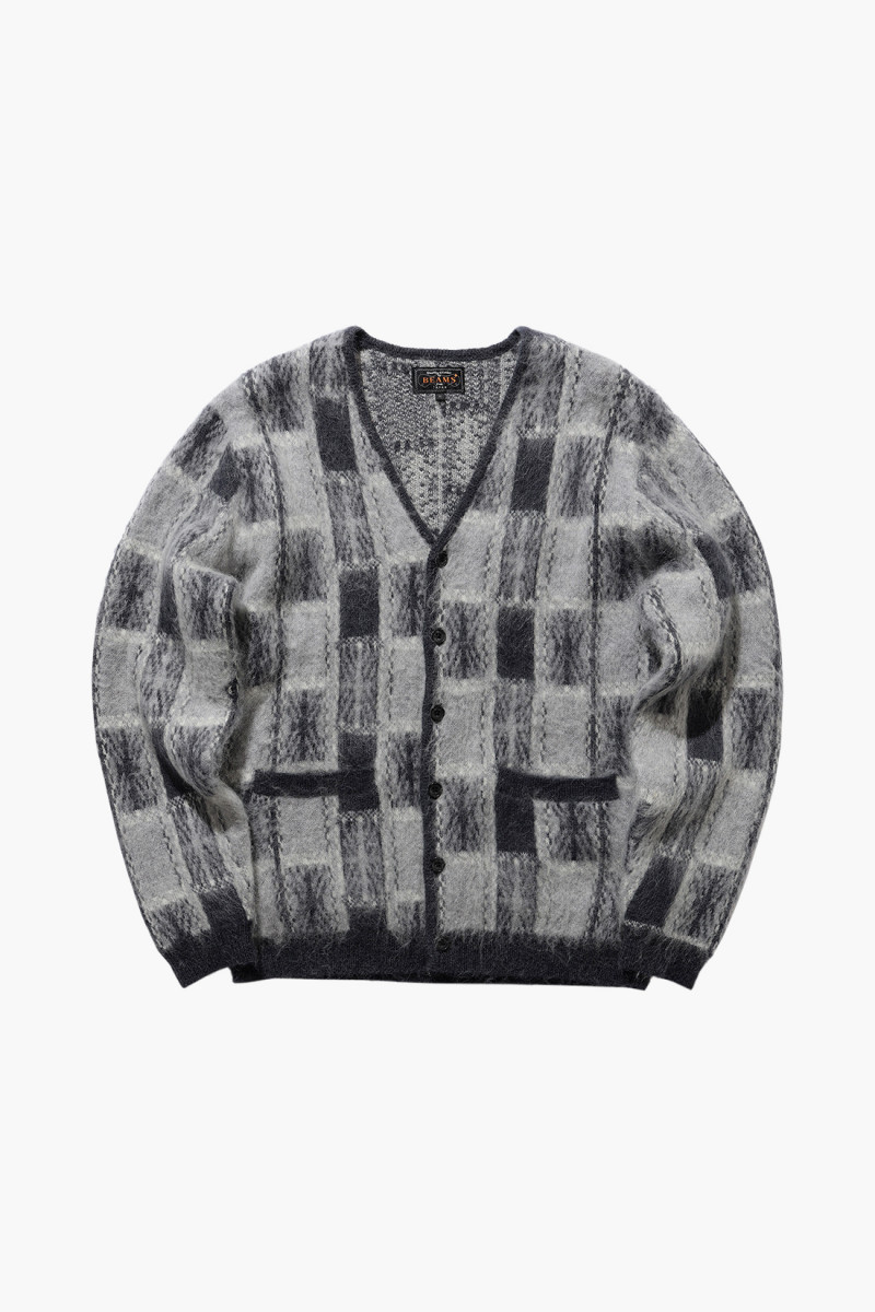 Cardigan double jacquard check Charcoal