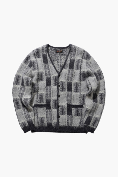 Beams plus Cardigan double jacquard check Charcoal - GRADUATE STORE