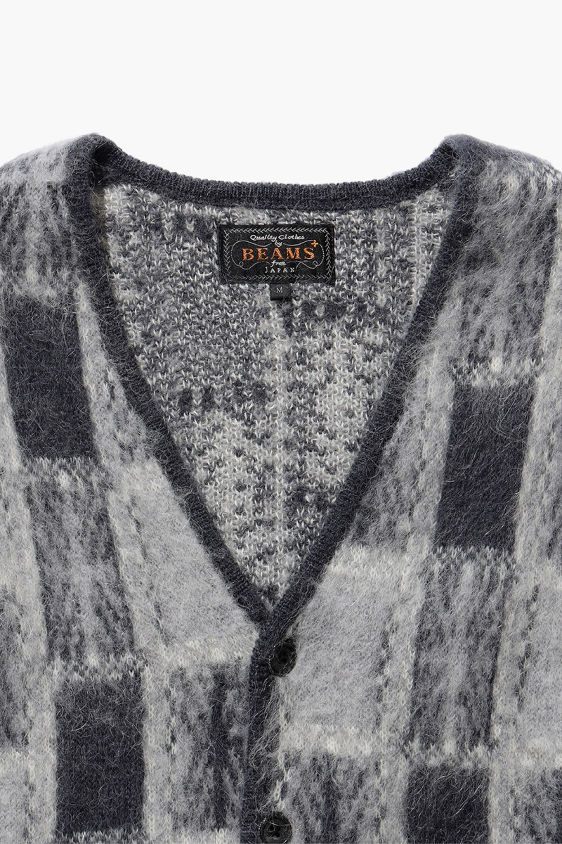 Cardigan double jacquard check Charcoal