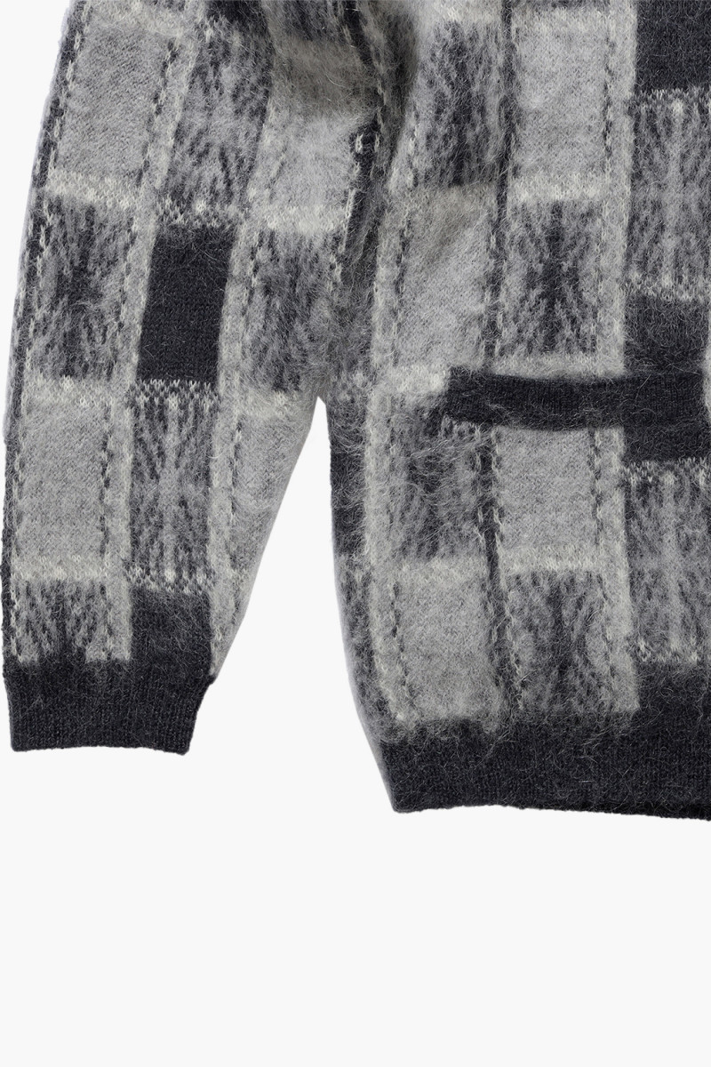 Cardigan double jacquard check Charcoal