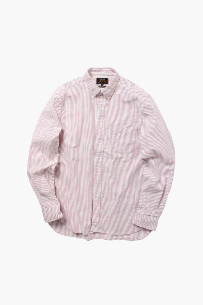 Beams plus B.d oxford stripe Wine - GRADUATE STORE