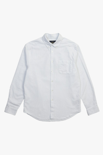 Portuguese flannel Brushed oxford stripe Light blue - GRADUATE ...