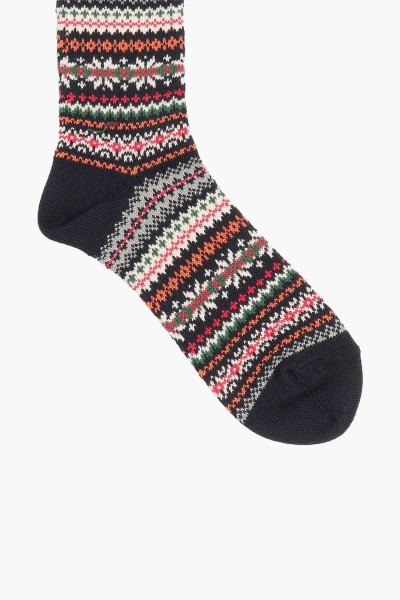 Beams plus Fair isle socks Navy base - GRADUATE STORE