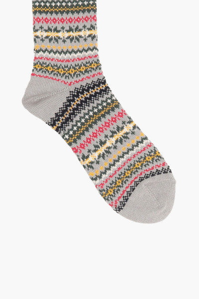 Beams plus Fair isle socks Grey base - GRADUATE STORE