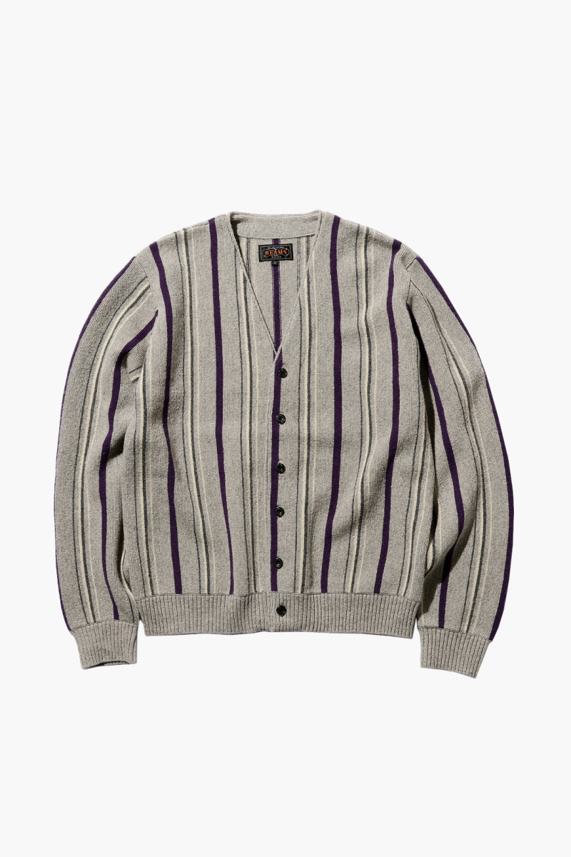 Cardigan stripe 12g Grey