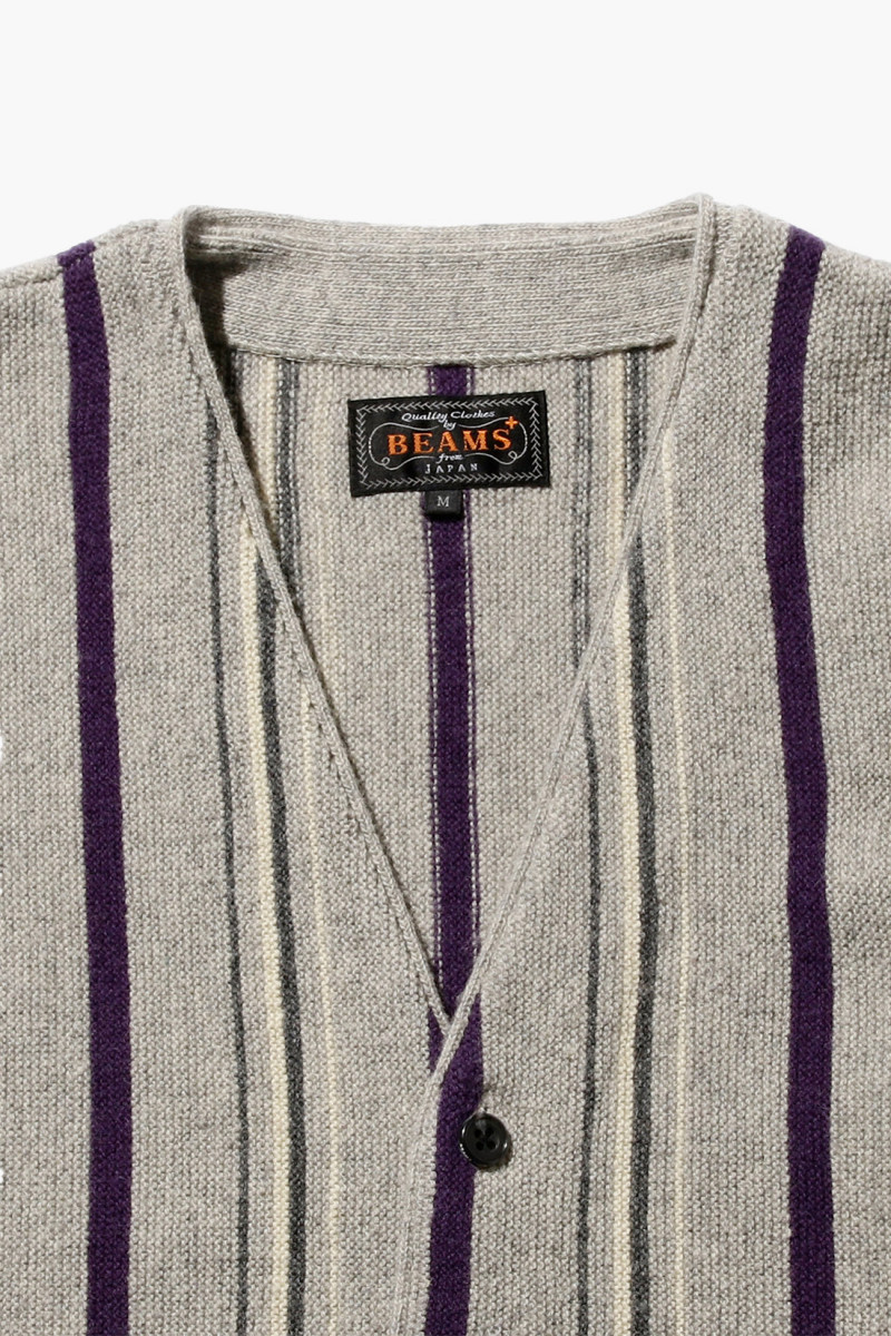 Cardigan stripe 12g Grey