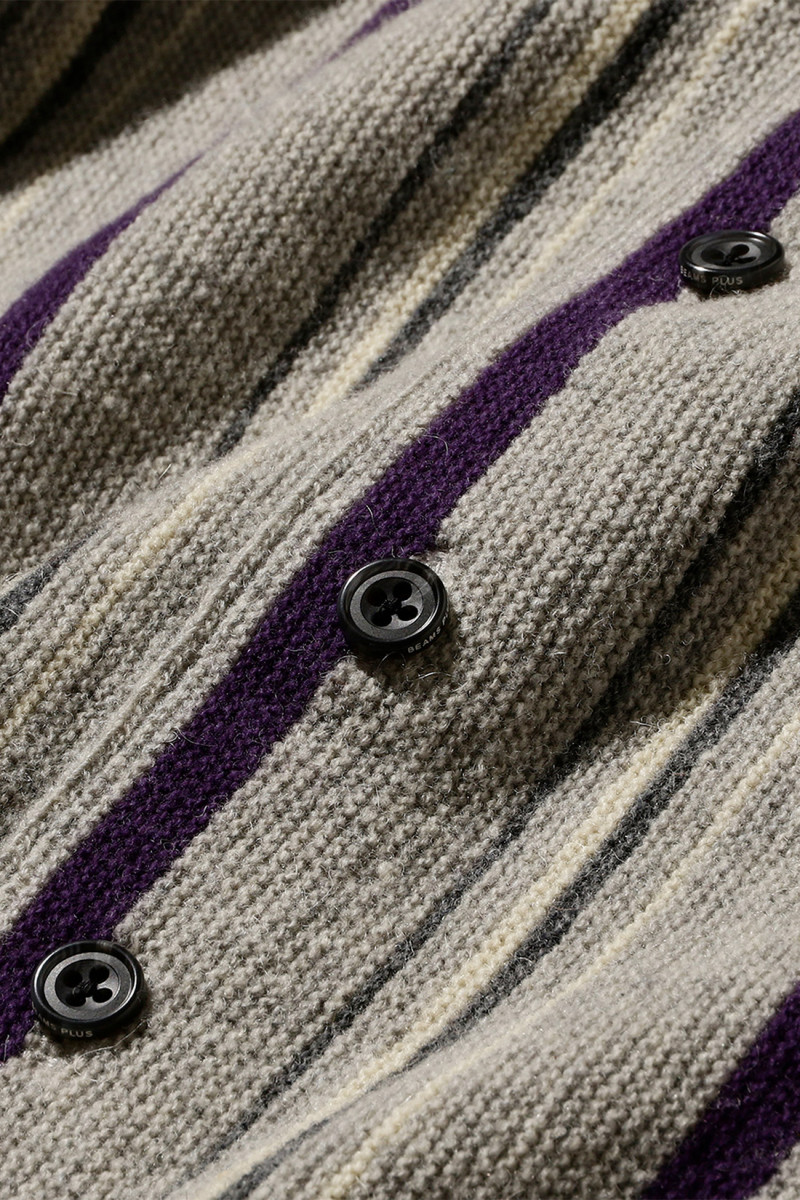 Cardigan stripe 12g Grey