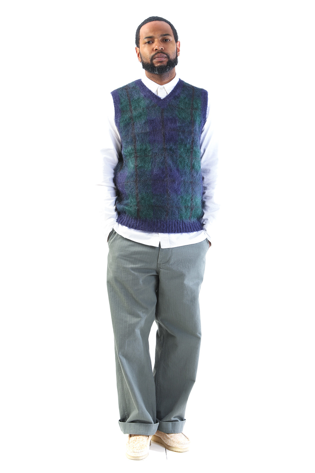 Check vest mohair Navy 79