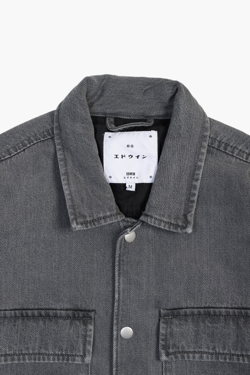 Utility overshirt denim black Heavy bleach wash