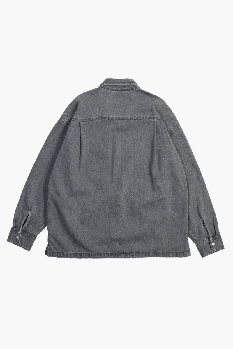 Utility overshirt denim black Heavy bleach wash